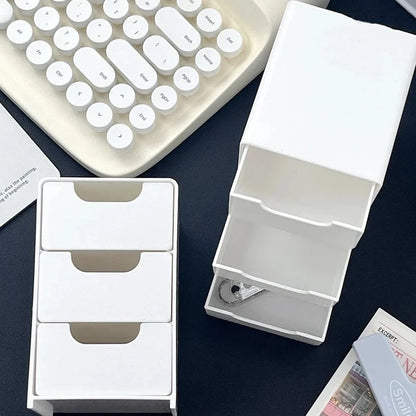3-Tier Cosmetic Storage Box Organizer With Drawers Multifunctional Countertop Storage For Jewelry Office Supplies