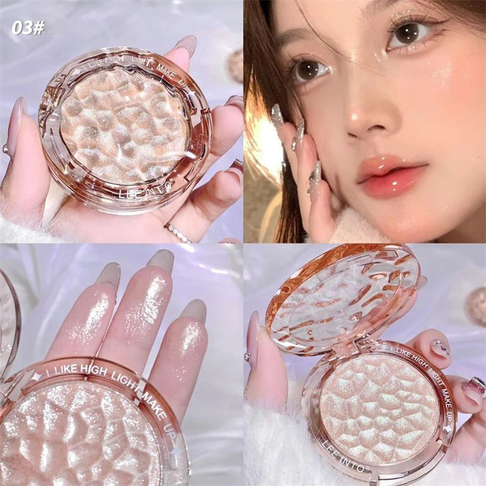 LEE INTO Highlighter Powder, Pearlescent Finish, Fine Shimmer, Silky Mashed Potato Texture, Brightening, Long-Lasting No Fallout