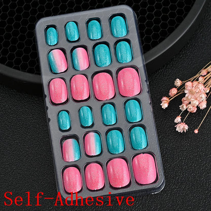 12pcs Cute Kids Dress-Up Fake Nail Girls Press on Nails Princess Pretend Play Toy Nail Tips Self-adhesive Children False Nails *