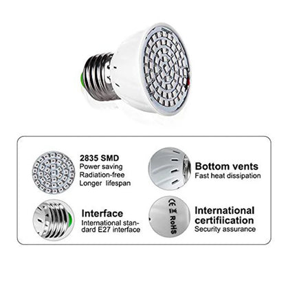 LED Grow Light Bulb E27 220V Full Spectrum 60/80LED Plant Lamp for Indoor Garden Seedling Greenhouse Hydroponics Grow Tent