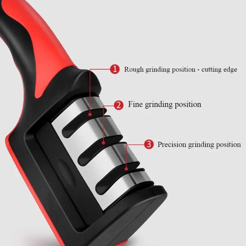 3/4 Segment Knife Sharpener Kitchen Multifunctional Handheld Fast Sharpening Stone Three-stage Cutting Knife Kitchen Supplies