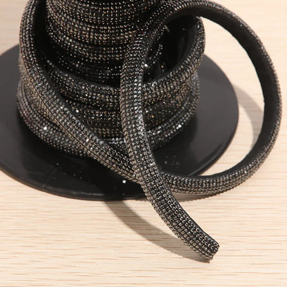 Bling Bling Rhinestone Cord Trimming Round Crystal Soft Tube Shoelace Rope Hoodies Trouser Drawstring DIY Manual Aglets 1yard