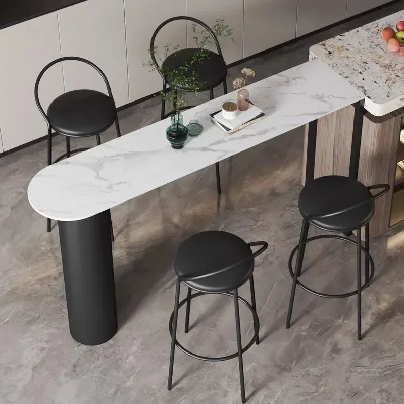 Nordic Modern High Bar Tables Household Slate Bar Table Kitchen Furniture Living Room Simple Integrated Island Dining Table v