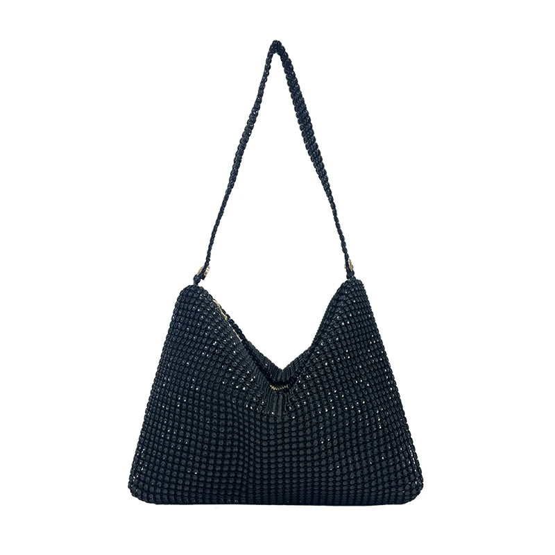 Glitter Evening Dinner Clutch Bag Elegant Women Lady Party Cocktail Wedding Bag Rhinestone Decorated Large Capacity Underarm Bag