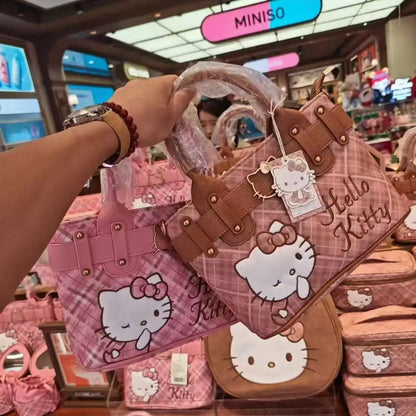 Hello Kitty Square Bag, Cute Cartoon Design, Large Capacity, Handheld and Cross-body Bag