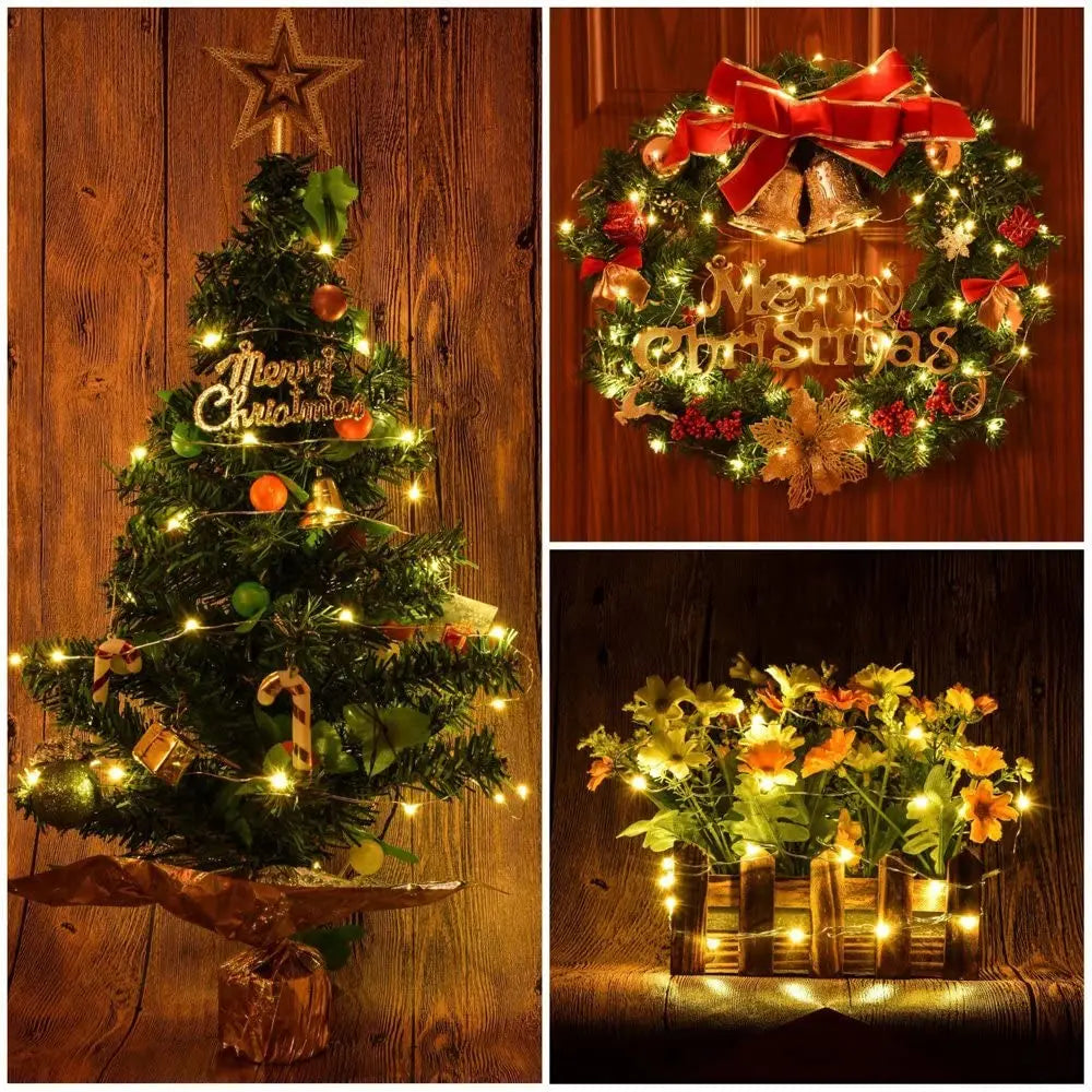 50M/120M LED String Lights Silver Wire Fairy Lights Christmas Garland For Street Patio Tree Garden Camping Party Decor