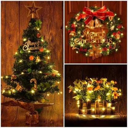 50M/120M LED String Lights Silver Wire Fairy Lights Christmas Garland For Street Patio Tree Garden Camping Party Decor