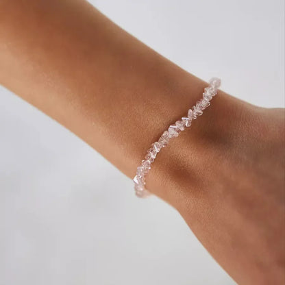 Transparent Crystal Irregular Beaded Bracelet Women‘s Shiny Mulit-cut Pink Glass Chain on the Hand Jewelry Girls Gifts