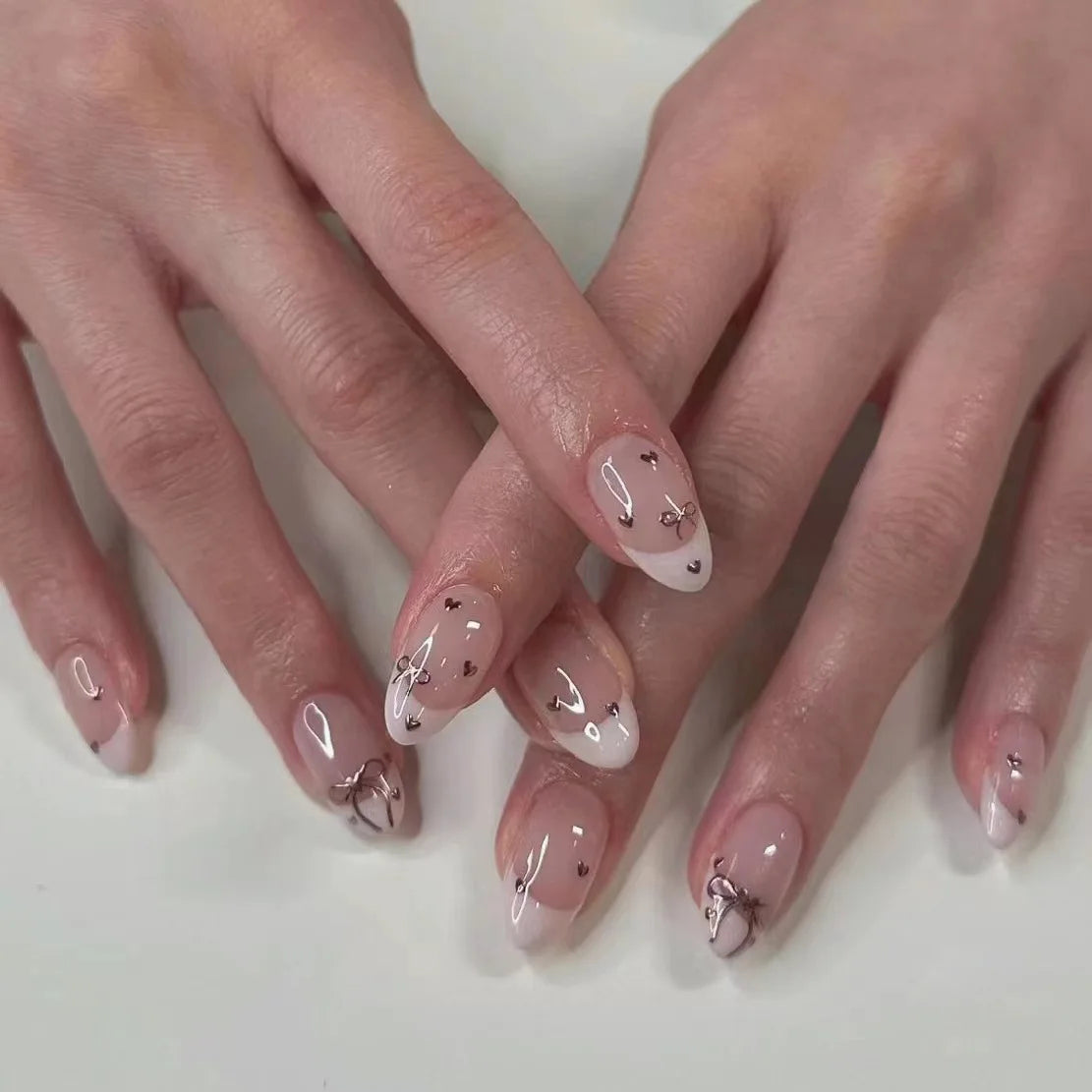 24PCS stiletto false nail tips Mid-length Gradients press on nails wearable full cover fashion false fingernails patch for girls
