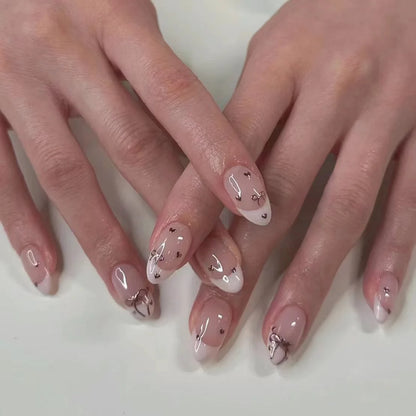 24PCS stiletto false nail tips Mid-length Gradients press on nails wearable full cover fashion false fingernails patch for girls