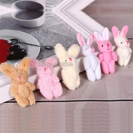 5pcs/lots Soft Mini Joint Rabbit Pendant Bunny For Key Chain Bouquet Doll Diy Ornaments Gifts Toy