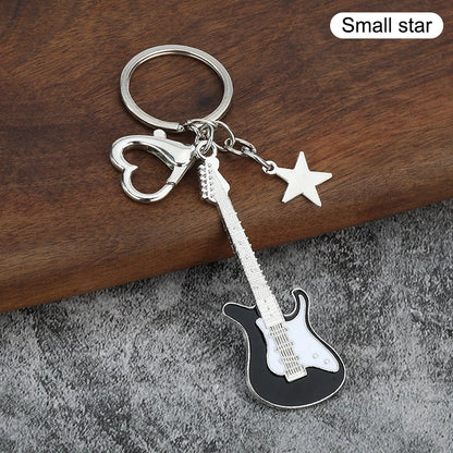 1Piece Y2K Guitar Cat Key Chain For Men Women Pentagram Bow Pendant Fashion Rock Punk Bag Accessories Gift