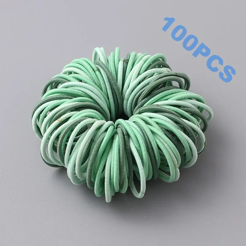 100pcs New Cute Girl Hair Bands Candy Color Elastic Rubber Band Hair Band Child Baby Headband Scrunchie Hair Tie Accessories