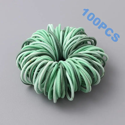 100pcs New Cute Girl Hair Bands Candy Color Elastic Rubber Band Hair Band Child Baby Headband Scrunchie Hair Tie Accessories