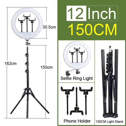 6-14" Ring Light 10 Dimming Levels 22 Modes Professinonal Fill Light 3CCT/RGB with Tripod & Phone/IPad Holder For Live streaming