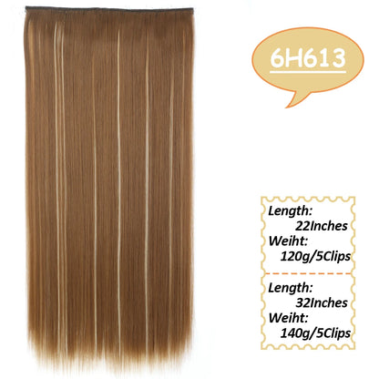 NICESY Synthetic Long Wavy 5 Clips Hair Extensions 22Inch/32Inch Clip On Hair Extensions High Tempreture Fake For Women