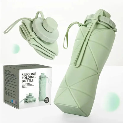 800ml Silicone Collapsible Sports Water Bottle, Large Capacity Leakproof Foldable Cup for Outdoor Camping Travel