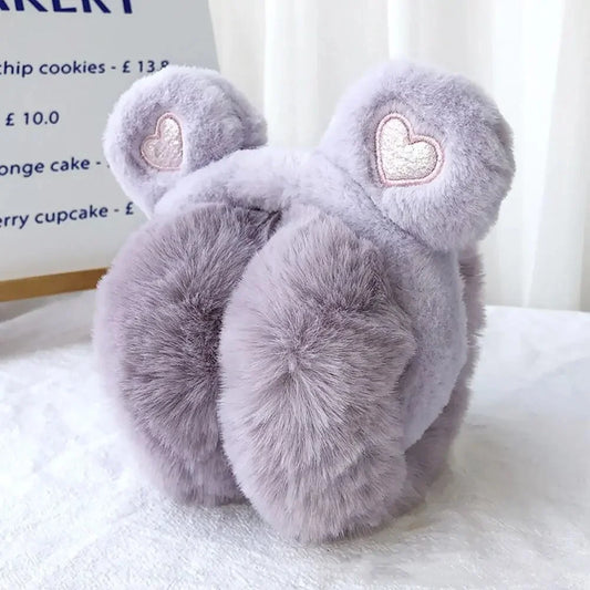Cute Bear Ears Winter Warm Earmuffs for Women Girls Kids Plush Thick Soft Ear Muffs Protect Ears Foldable Warmer Cover Earflaps