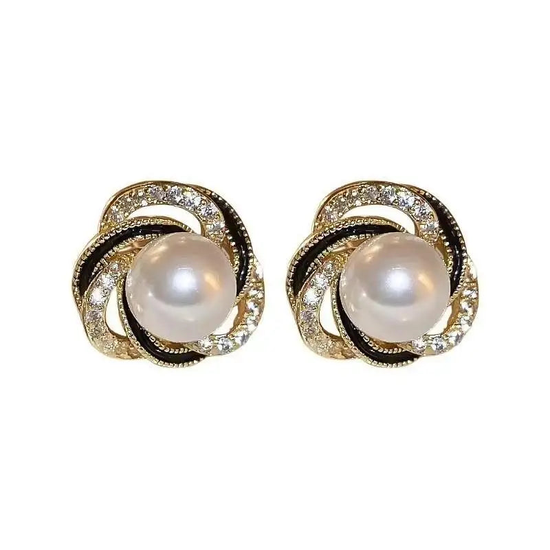 925 Silver Needle Korean Fashion Pearl Stud Earrings For Women Jewelry 2026 Trending New Vintage French Women's Crystal Earrings