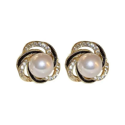 925 Silver Needle Korean Fashion Pearl Stud Earrings For Women Jewelry 2026 Trending New Vintage French Women's Crystal Earrings