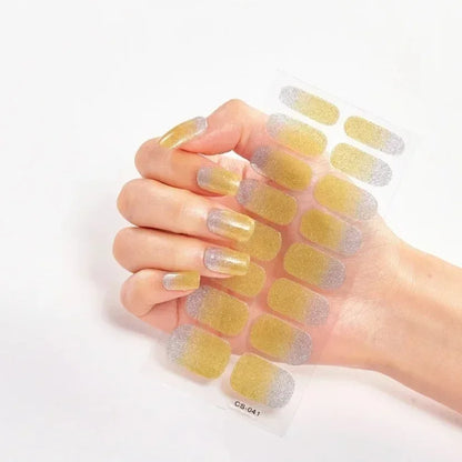 Semi Cured Gel Nail Sticker Pure Color UV LED Lamp Covered Waterproof Full Adhesive Long Self Nail Decals Manicure Lasting