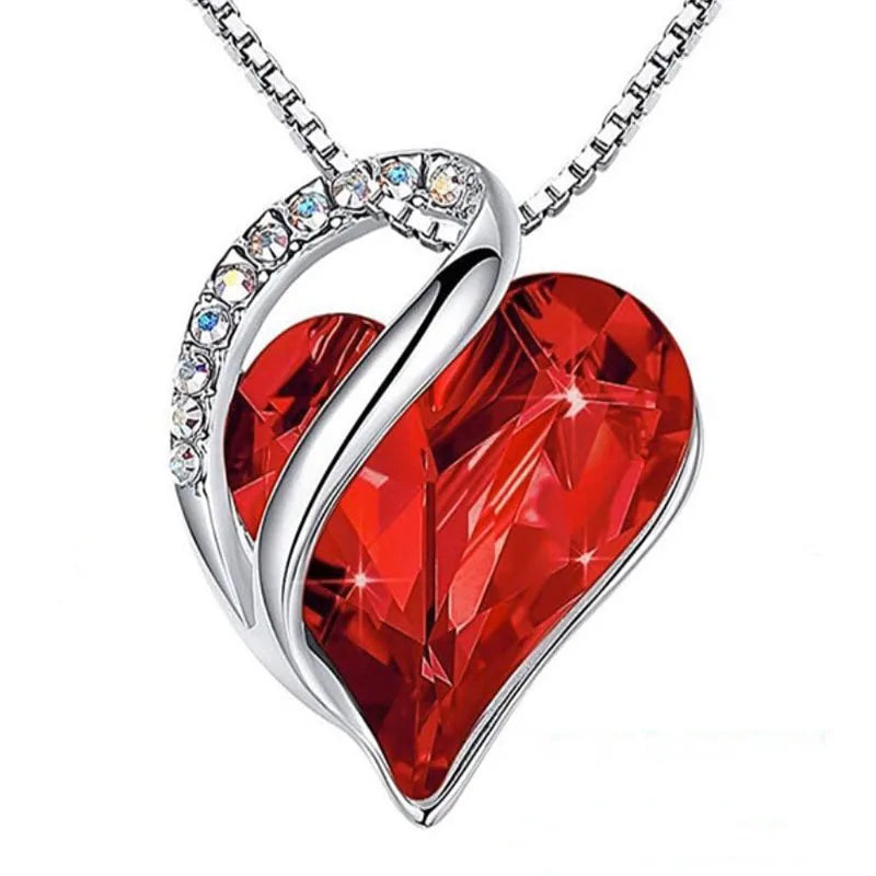 Fashion Zircon Double Heart Pendant Necklace For Women Valentine Gift Rhinestone Love Heart Chain Party Jewelry Lady Girlfriend