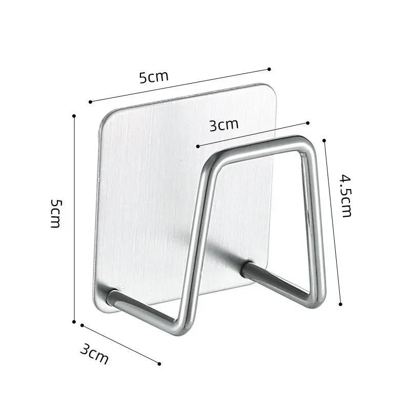 1/10pcs Kitchen Stainless Steel Sink Sponges Holder Self Adhesive Drain Drying Rack Shelf Household Wall Hooks Storage Organizer