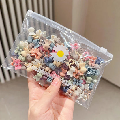 100Pcs Cute Flower Star Hair Claws Styling Hair Braid Hairpins Kids  Colorful Small Girls Hair Clips Hair Accessories Headwear