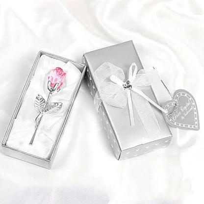 Valentines Day Gift Handcrafted Wedding Gifts Valentines Day Rose Transparent Crystal Glass Rose For Valentine's Day Girlfriend