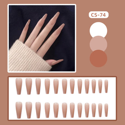 24Pcs/Box Charming Pink Flame Short Detachable Finished Fingernails Ballet Wearable Fake Nails press on Square Head Full Cover