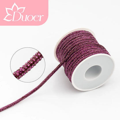 DUOER 3mm 5/10 Yards Glass Rhinestones Rope Tube GlitterDiamond Cord Soft Shoelace Drawstring Trimming For DIY Hoodies Trouser