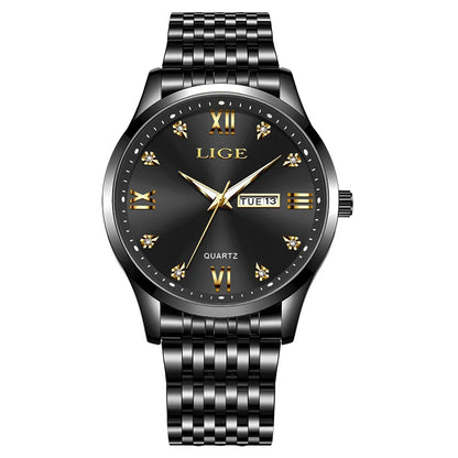 LIGE Top Brand Quartz Watches For Men Fashion Business Luxury Mens Watch Waterproof Date Steel Strap Wristwatches Reloj Hombre