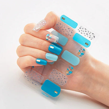 16Tips Nude Semi-Cured Gel Nail Wraps Sticker Long-Lasting UV LED Lamp French Nail Decal Full Cover Waterproof Semi-Cured Sticke