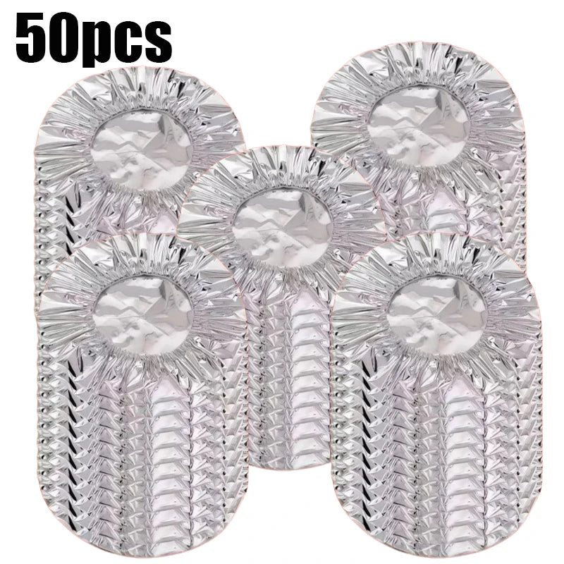 10-50pcs Aluminum Foil Insulation Covers Keep Food Warm Fresh Repeatable Kitchen Food Covers Bowls Plates Adjustable Cling Wrap