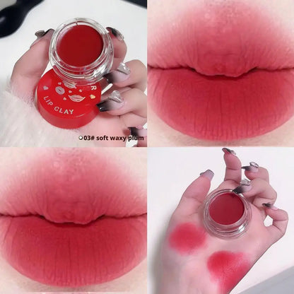 Lip Mud Lip Gloss - Jelly Jar Lip Mud Lip Gloss Long-lasting Matte Mist, Waterproof Non-Stick Cup, Women's Lipstic Makeup Tool