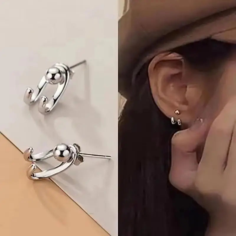 925 Silver Needle Korean Fashion Double V Crystal Earrings For Women Jewelry 2026 Trending Luxury Women's Earrings Behind Ear