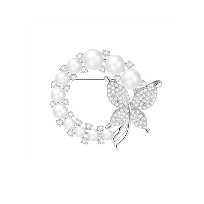 Luxury Rhinestones Flowers Imitation Pearl Brooches for Women Suit Coat Brooch Pins Corsage Elegant Jewelry Gift Accessories