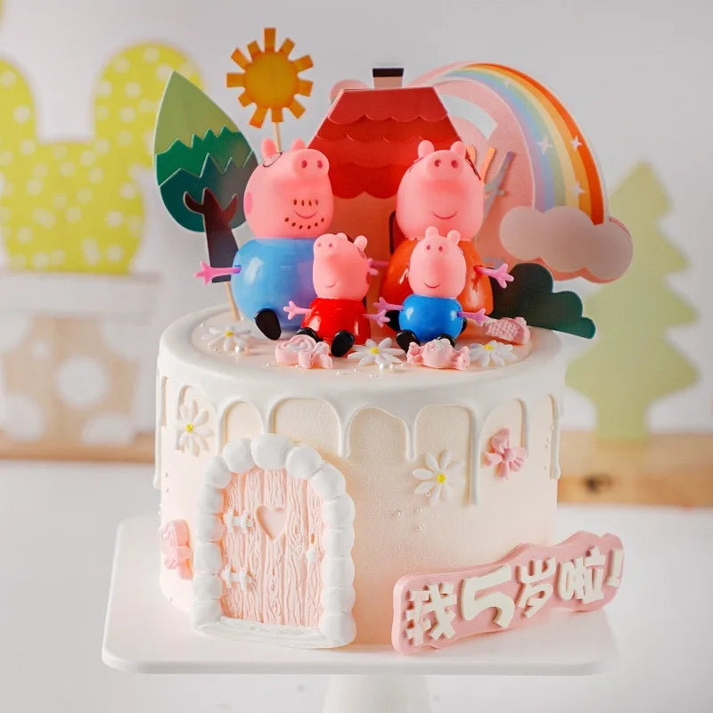 4Pcs/set Pepa Pig Children's Action Figure George Anime Cartoon Toys Mom and Dad Anime Party Toys Children's Birthday Gift