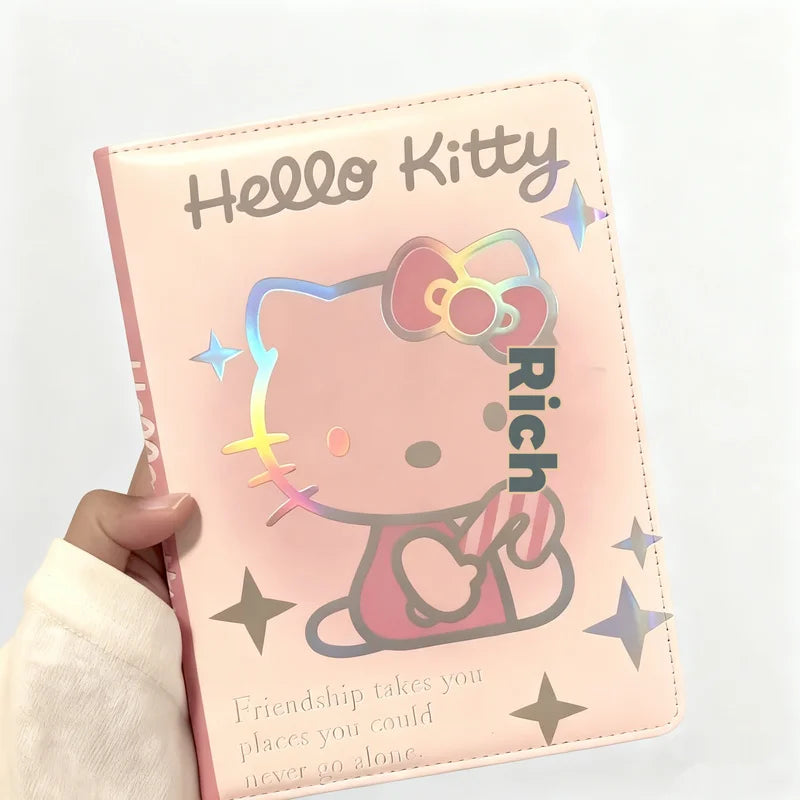 Kawaii Japanese Style Cartoon Hello Kitty Leather Notebook Soft PU Colored Page Diary High-Value Cute Surprise Gift for Fans
