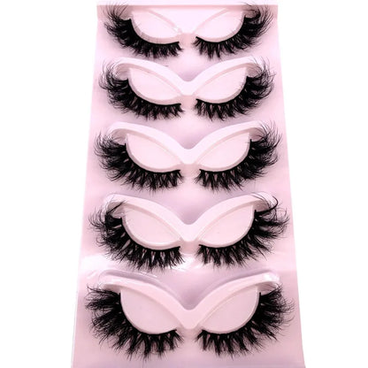 5 Pairs Cat/Fox Eyelashes Faux Mink Eyelashes Winged End Eye Elongated Eyelashes Fake Lashes Soft Natural Long Full Strip Lashes