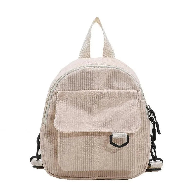 Women's Mini Backpack Fashion Solid Color Corduroy Small Simple Leisure Travel Large Capacity Durable  School Bag