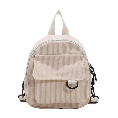 Women's Mini Backpack Fashion Solid Color Corduroy Small Simple Leisure Travel Large Capacity Durable  School Bag