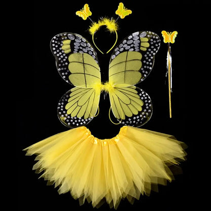 Luminous Wings Flashing Butterfly Skirt Lights Suit LED Children Costume Props Girls Skirts Angel 2-8year Easter Valentines Day