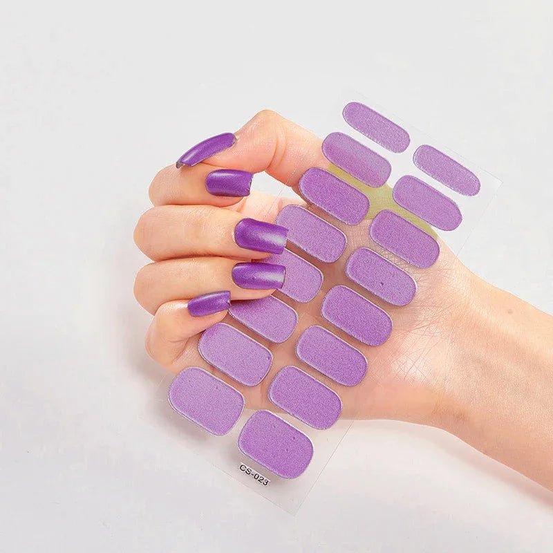 16Tips Nude Semi-Cured Gel Nail Wraps Sticker Long-Lasting UV LED Lamp French Nail Decal Full Cover Waterproof Semi-Cured Sticke