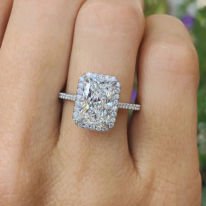 New Fashion Square Flashing Ring with Geometric Luxury Inlaid AAA Cubic Zirconia  Wedding Accessories Women's Jewelry