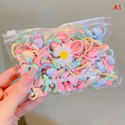 20Pcs Cute Rubber Bands For Children Does Not Hurt The Hair Elastic Good Girl Baby Head Rope Small Tie Hair Chirp Headdress