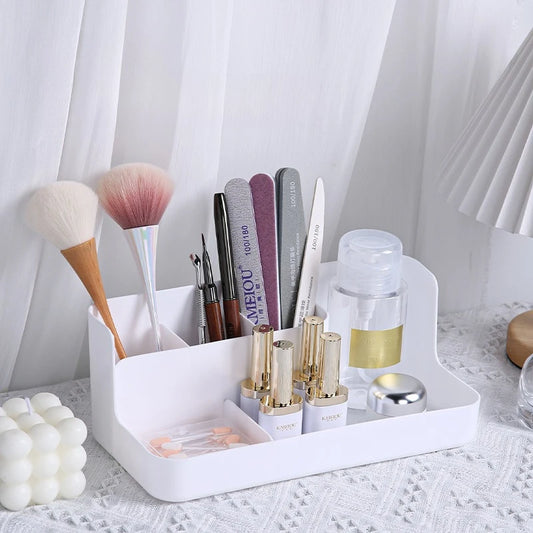 Cosmetic Storage Box - Plastic Vanity Organizer with Skincare Shelf, Perfect for Skincare Products,Space-Saving Beauty Holder