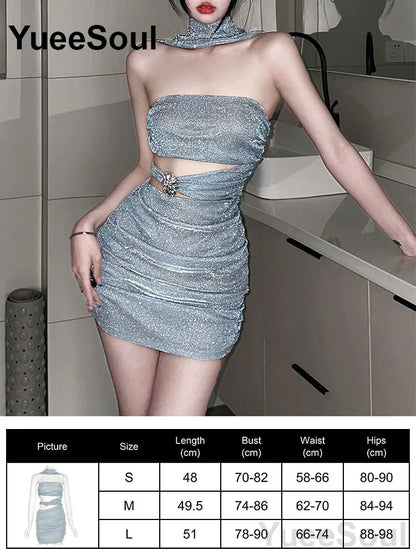 Blue Mini Dress Summer Sleeveless Slim Sexy Women Dresses 2025 New Sweet Cute Evening Party Casual High Street Y2K Dress