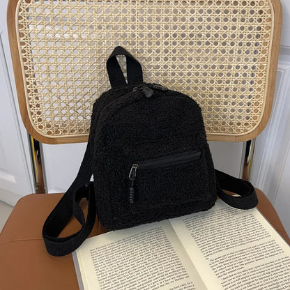 New Fashion Women Mini Backpack Solid Color Corduroy Small Backpacks Simple Casual Student Bookbags Traveling Backpacks Gift