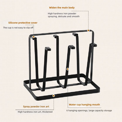 1Pcs 6 Cup Glass Drying Rack, Non-Slip Cup Organizer for Mugs, Glasses and Bottles
